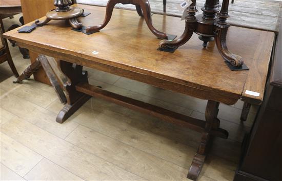 An oak refectory table, W.155cm